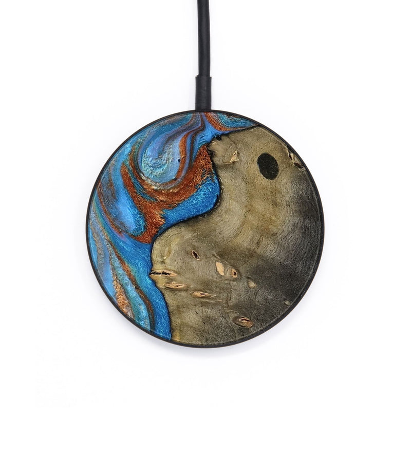 Circle Wood Wireless Charger - Carl (Teal & Gold, 818786)