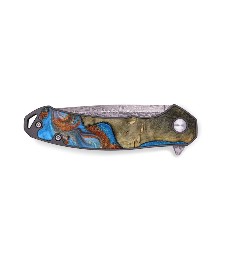 EDC Wood Pocket Knife - Carl (Teal & Gold, 818786)