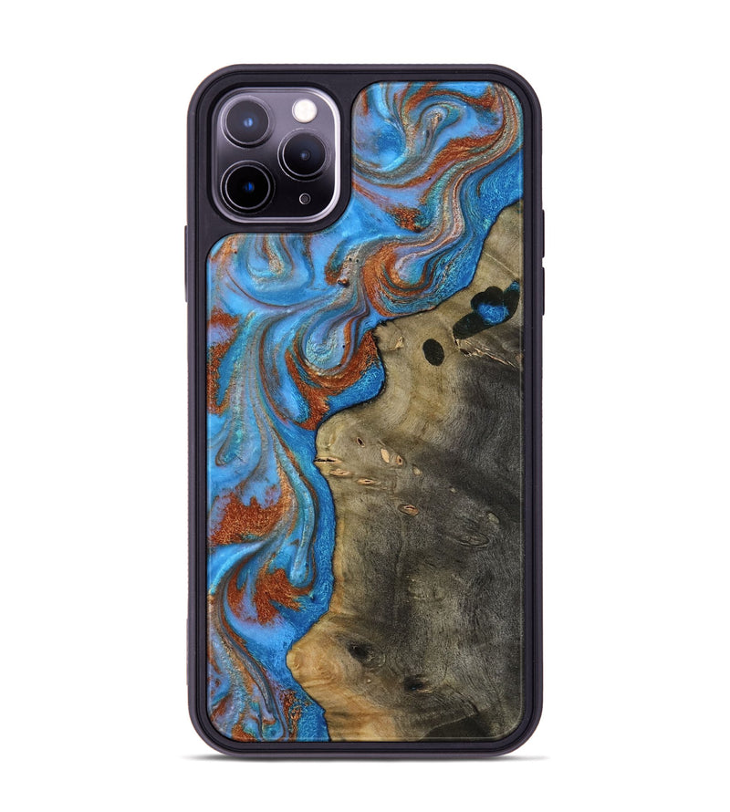 iPhone 11 Pro Max Wood Phone Case - Carl (Teal & Gold, 818786)