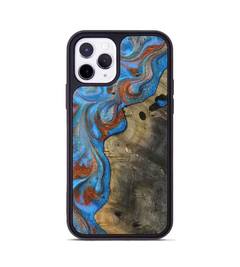 iPhone 11 Pro Wood Phone Case - Carl (Teal & Gold, 818786)