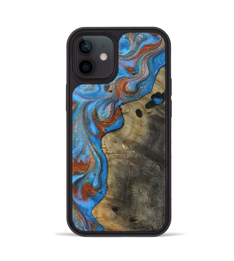 iPhone 12 Wood Phone Case - Carl (Teal & Gold, 818786)