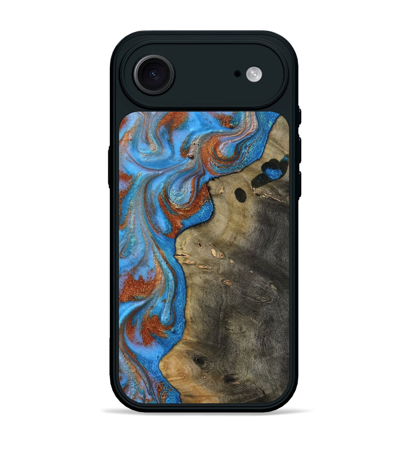iPhone 17 Air Wood Phone Case - Carl (Teal & Gold, 818786)