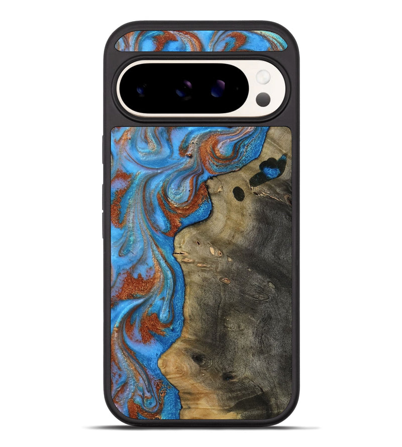 Pixel 10 Pro XL Wood Phone Case - Carl (Teal & Gold, 818786)