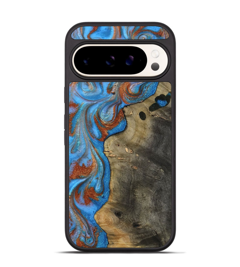 Pixel 9 Pro Wood Phone Case - Carl (Teal & Gold, 818786)