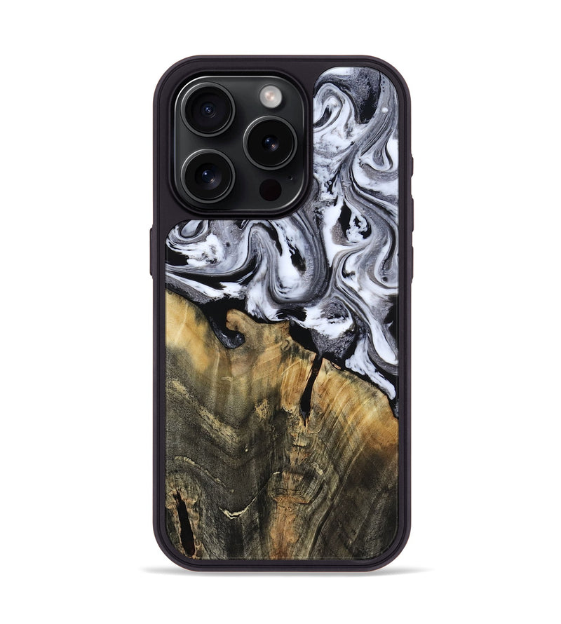 iPhone 15 Pro Wood Phone Case - Wynter (Black & White, 818795)