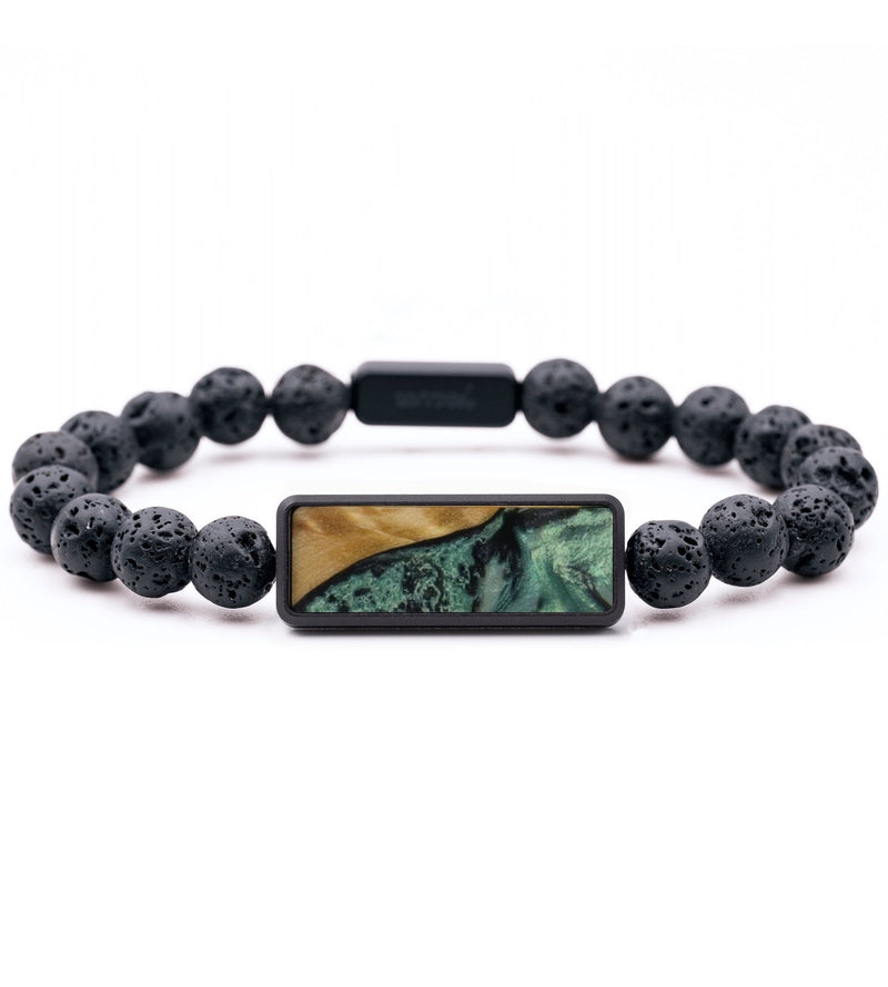 Lava Bead Wood Bracelet - Jillian (Green, 818851)