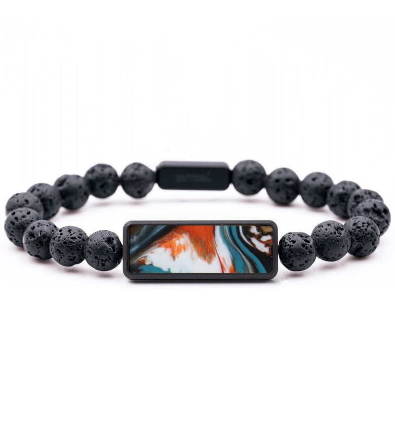 Lava Bead ResinArt Bracelet - Rickie (Teal & Gold, 818861)