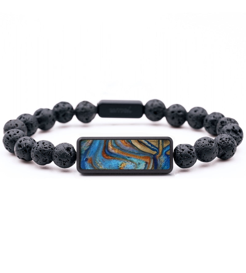 Lava Bead ResinArt Bracelet - Melanie (Teal & Gold, 818862)