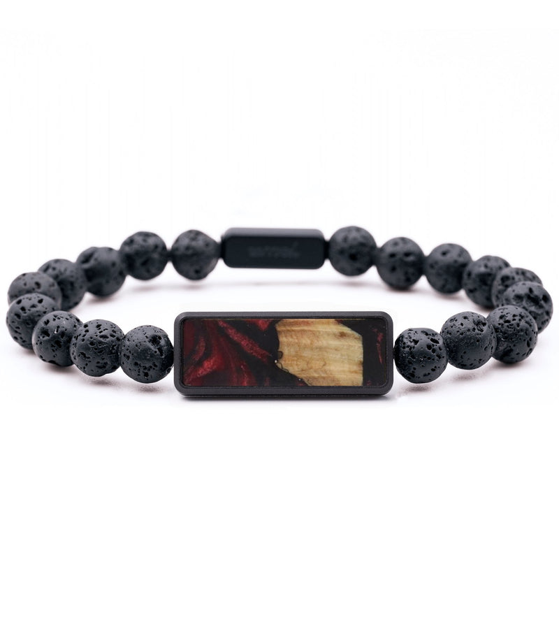 Lava Bead Wood Bracelet - Brittney (Red, 818872)