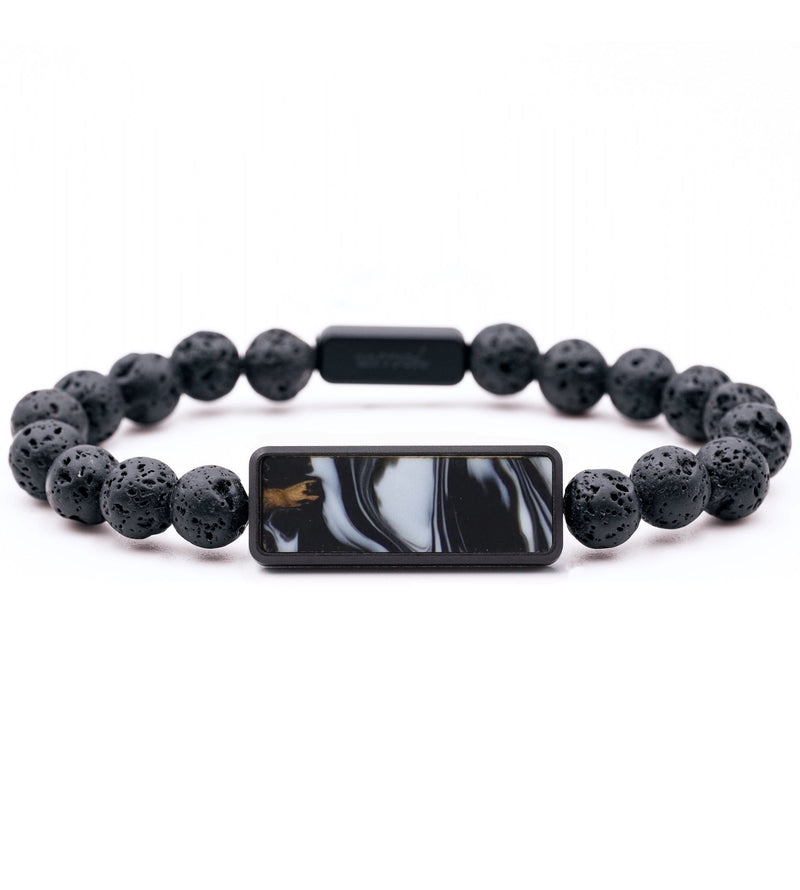 Lava Bead ResinArt Bracelet - Deandre (Black & White, 818881)