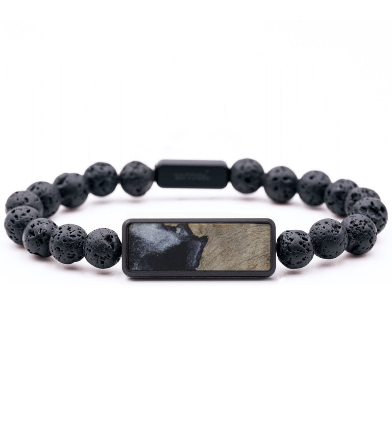 Lava Bead Wood Bracelet - Deneen (Black & White, 818882)
