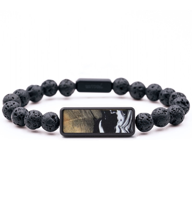 Lava Bead Wood Bracelet - Jase (Black & White, 818884)