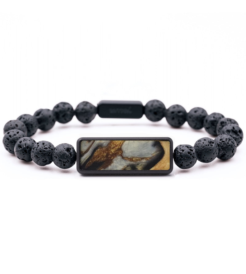 Lava Bead Wood Bracelet - Wade (Black & White, 818885)