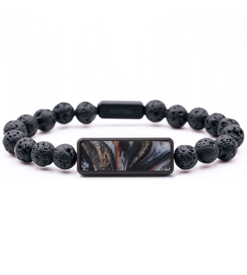 Lava Bead ResinArt Bracelet - Juliana (Black & White, 818887)