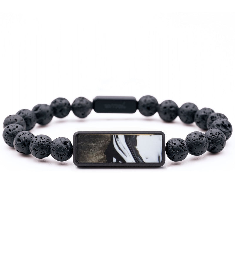 Lava Bead Wood Bracelet - Kiley (Black & White, 818888)