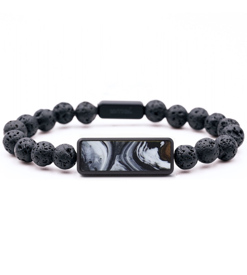 Lava Bead ResinArt Bracelet - Daniella (Black & White, 818896)