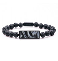 Lava Bead ResinArt Bracelet - Nicolas (Black & White, 818897)