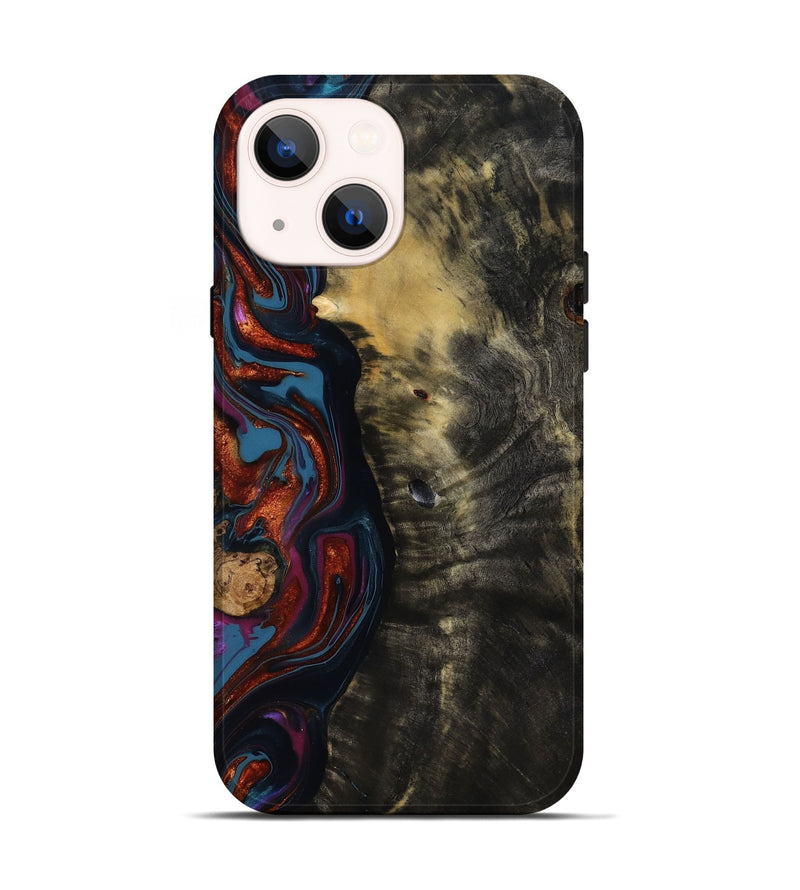 iPhone 14 Wood Live Edge Phone Case - Michele (Blue, 818918)