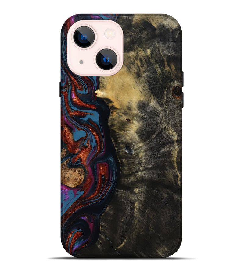 iPhone 14 Plus Wood Live Edge Phone Case - Michele (Blue, 818918)