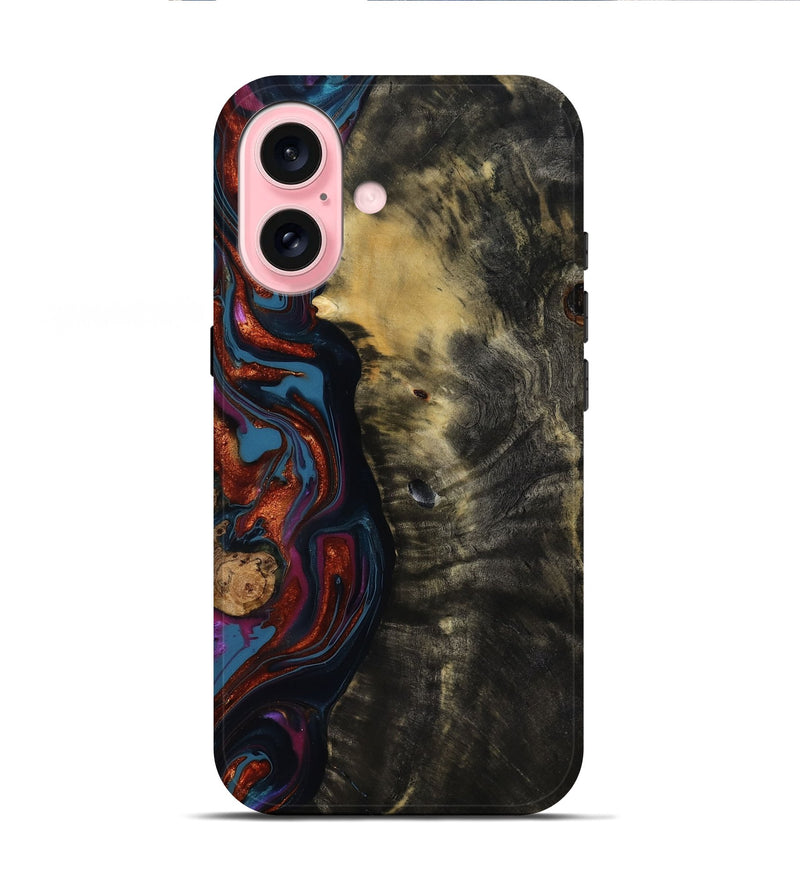iPhone 16 Wood Live Edge Phone Case - Michele (Blue, 818918)
