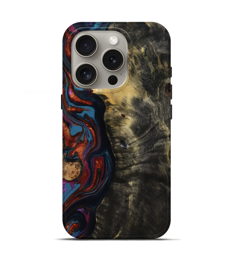iPhone 16 Pro Wood Live Edge Phone Case - Michele (Blue, 818918)