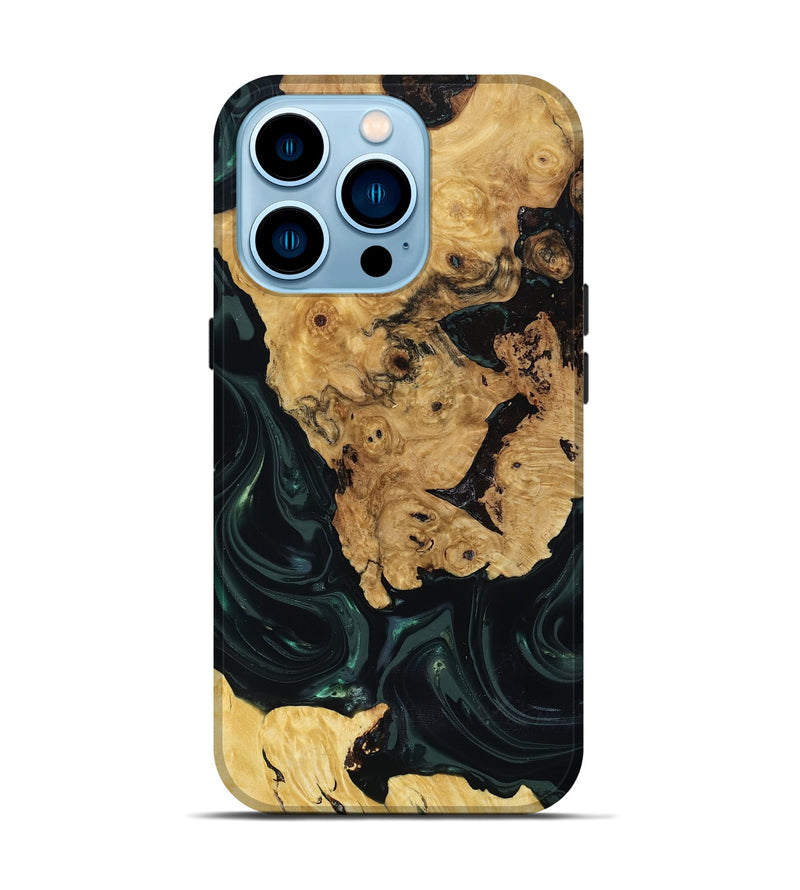 iPhone 14 Pro Wood Live Edge Phone Case - Iyanna (Green, 818933)