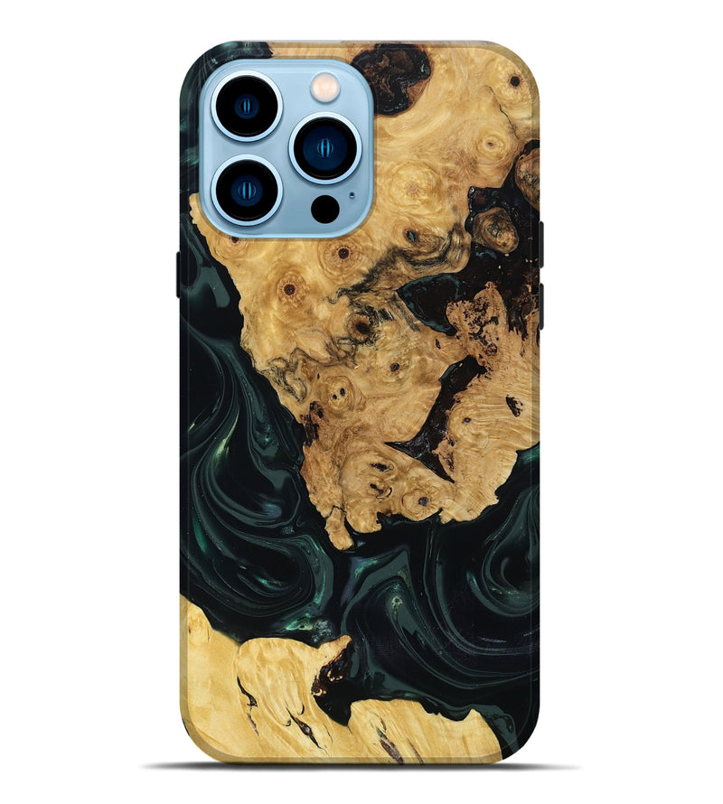 iPhone 14 Pro Max Wood Live Edge Phone Case - Iyanna (Green, 818933)