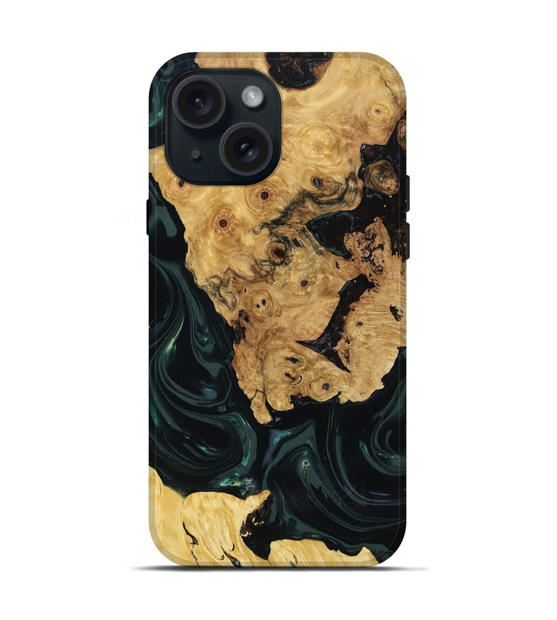 iPhone 15 Wood Live Edge Phone Case - Iyanna (Green, 818933)