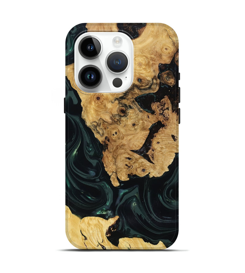 iPhone 15 Pro Wood Live Edge Phone Case - Iyanna (Green, 818933)