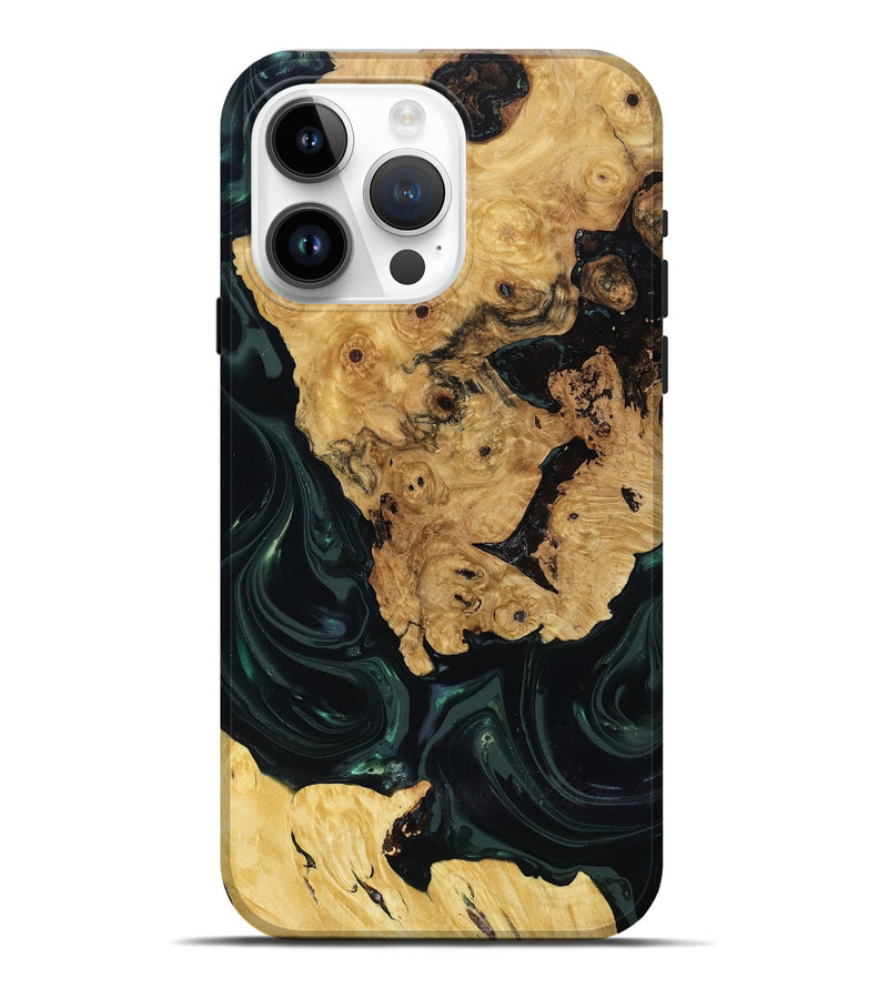 iPhone 15 Pro Max Wood Live Edge Phone Case - Iyanna (Green, 818933)