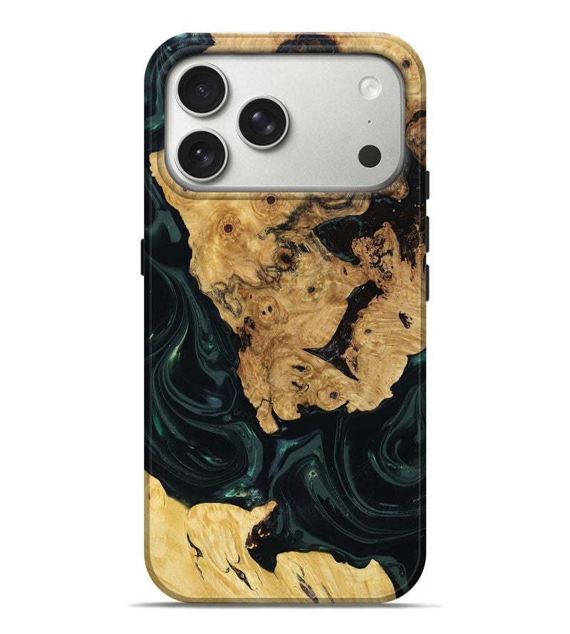 iPhone 17 Pro Max Wood Live Edge Phone Case - Iyanna (Green, 818933)