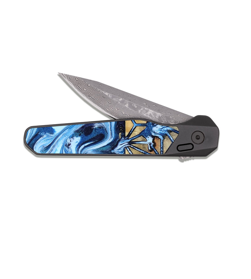 EDC Dark Damascus Wood Pocket Knife - Tatyana (Pattern, 818944)