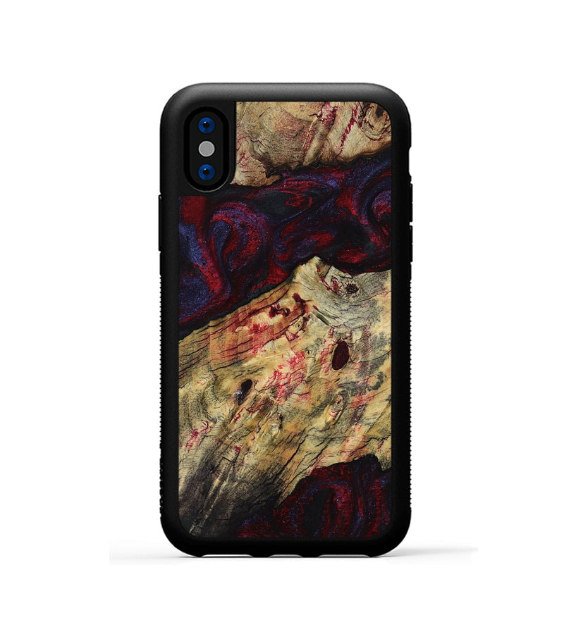 iPhone Xs Wood Phone Case - Adyson (Red, 819033)