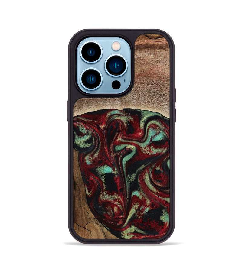 iPhone 14 Pro Wood Phone Case - Arianna (Red, 819034)