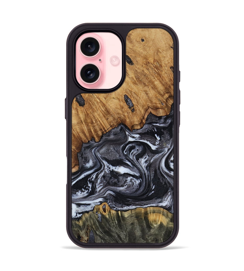 iPhone 16 Wood Phone Case - Deidra (Black & White, 819041)