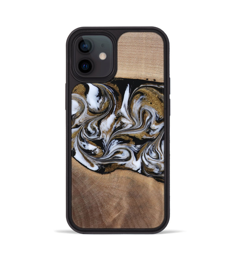iPhone 12 Wood Phone Case - Dante (Black & White, 819042)