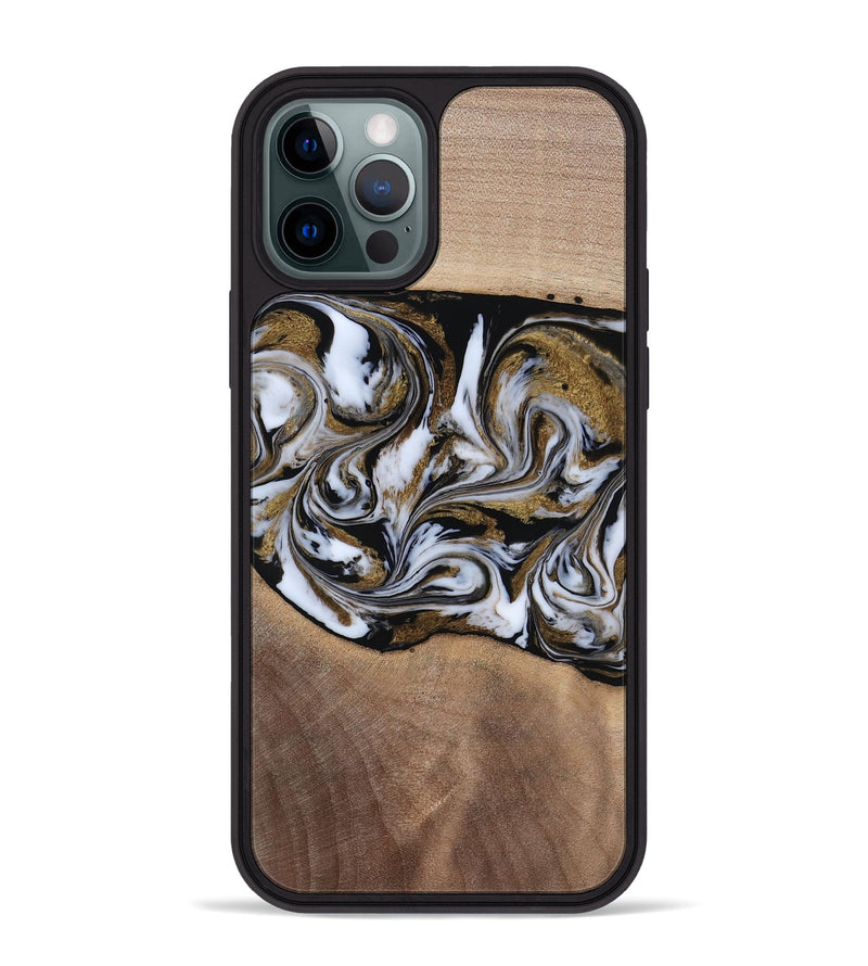 iPhone 12 Pro Max Wood Phone Case - Dante (Black & White, 819042)
