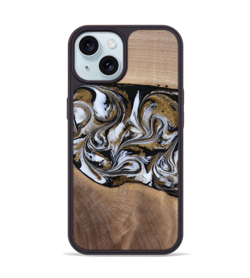 iPhone 15 Wood Phone Case - Dante (Black & White, 819042)