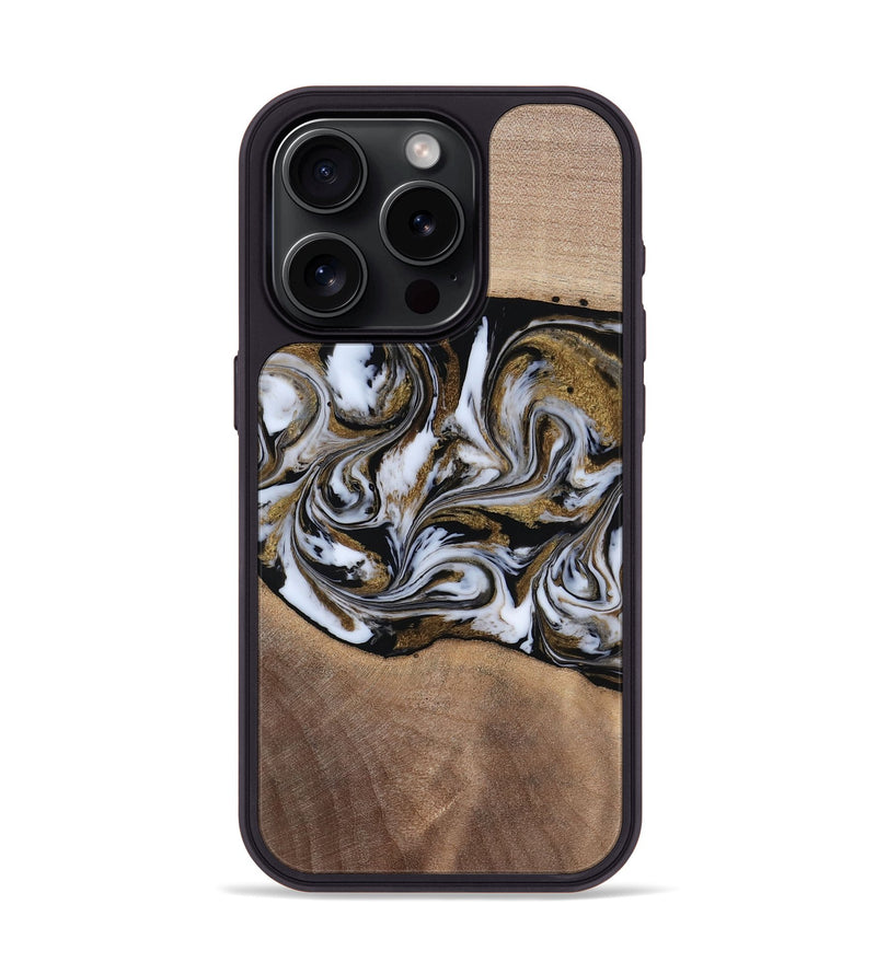 iPhone 15 Pro Wood Phone Case - Dante (Black & White, 819042)