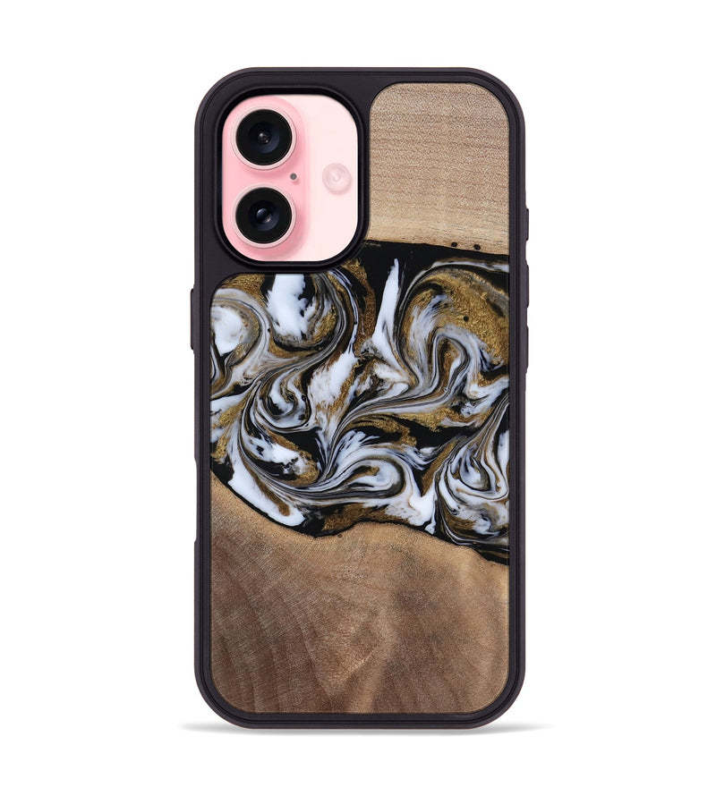 iPhone 16 Wood Phone Case - Dante (Black & White, 819042)
