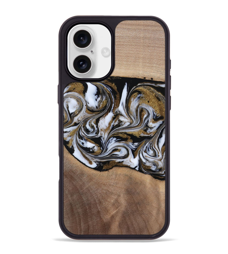 iPhone 16 Plus Wood Phone Case - Dante (Black & White, 819042)