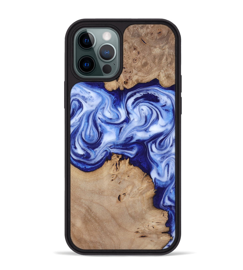 iPhone 12 Pro Max Wood Phone Case - Jamiya (Blue, 819055)