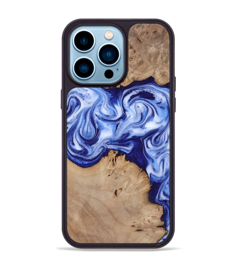 iPhone 14 Pro Max Wood Phone Case - Jamiya (Blue, 819055)