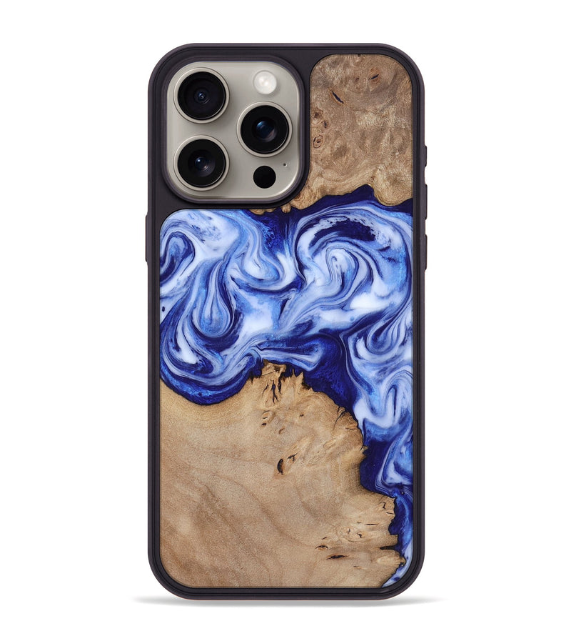 iPhone 15 Pro Max Wood Phone Case - Jamiya (Blue, 819055)