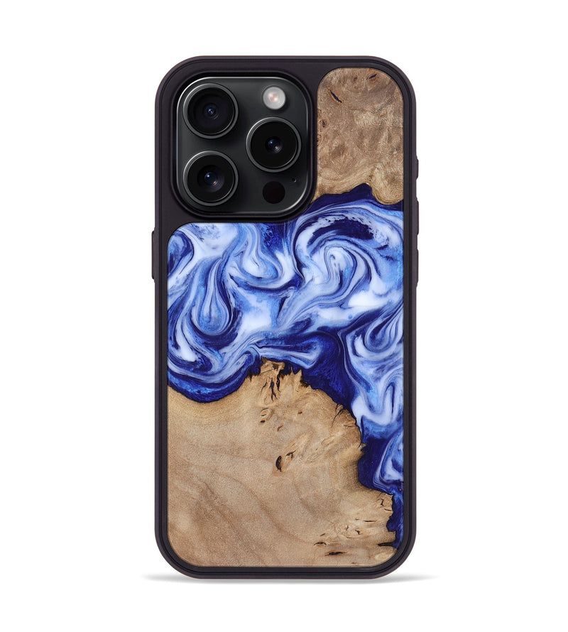 iPhone 15 Pro Wood Phone Case - Jamiya (Blue, 819055)