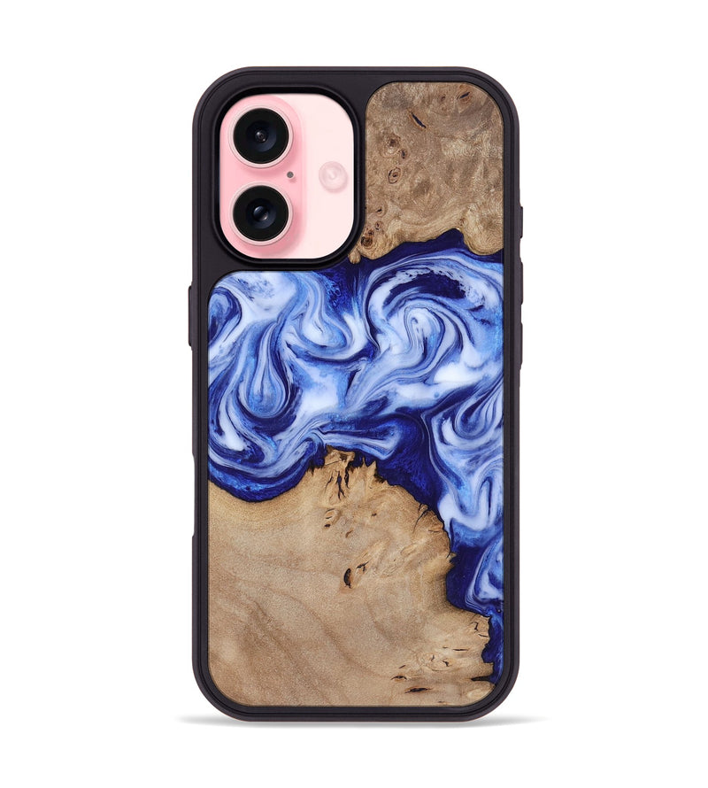 iPhone 16 Wood Phone Case - Jamiya (Blue, 819055)
