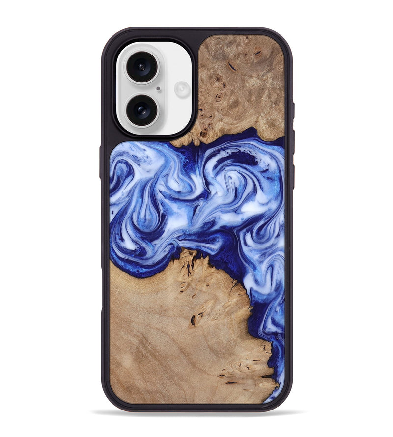 iPhone 16 Plus Wood Phone Case - Jamiya (Blue, 819055)