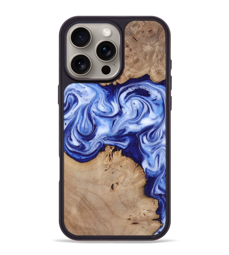 iPhone 16 Pro Max Wood Phone Case - Jamiya (Blue, 819055)