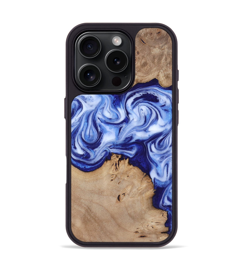 iPhone 16 Pro Wood Phone Case - Jamiya (Blue, 819055)