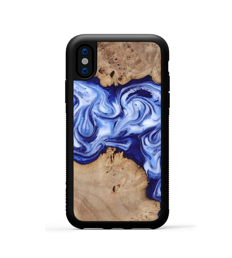 iPhone Xs Wood Phone Case - Jamiya (Blue, 819055)